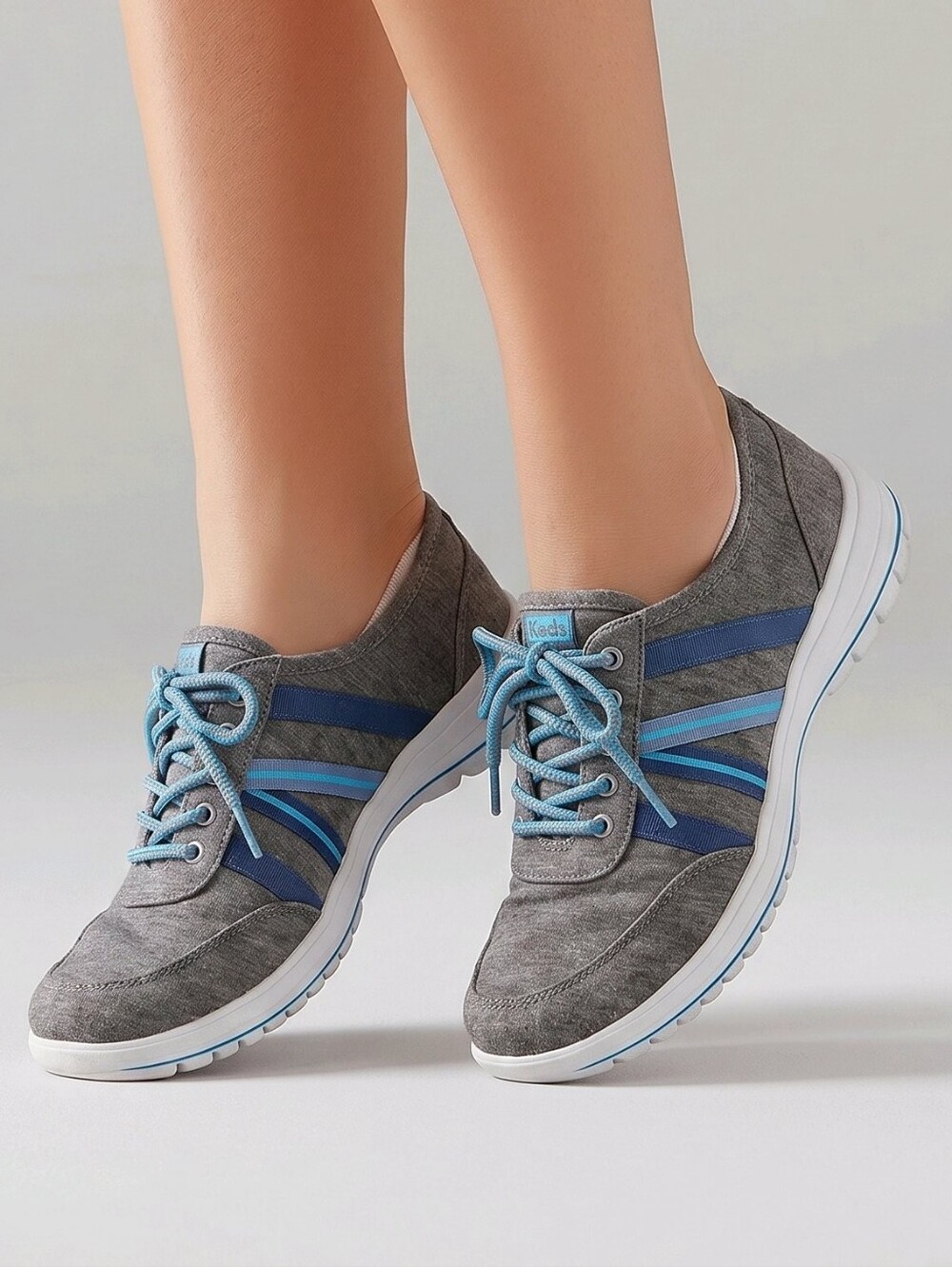 Keds Women's Gray Sneakers with Blue Accents